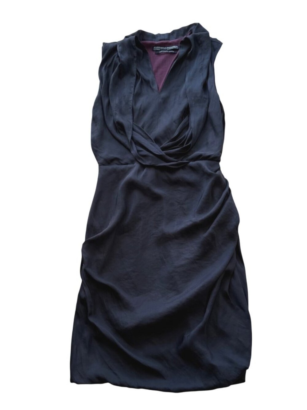 AllSaints Spitalfields Women's Marilyn Dress 4 Black Draped Japanese Cloth LBD